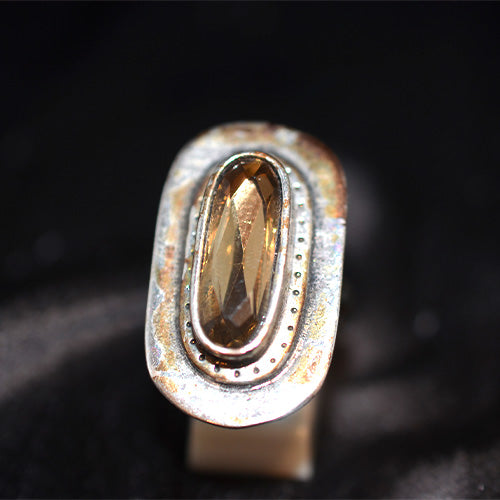 925 Sterling Silver Turkish Citrine Elongated Bezel Ring
