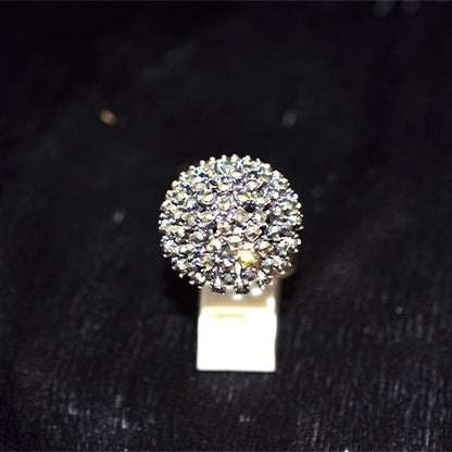 925 Sterling Silver Turkish Large Marcasite Pave Dome Ring