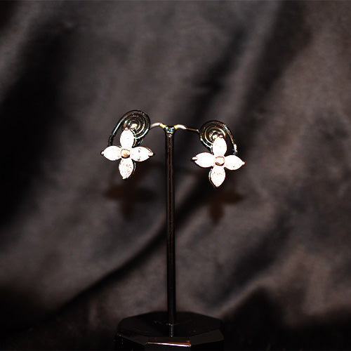 925 Sterling Silver Cubic Zirconia Flower Stud Earrings