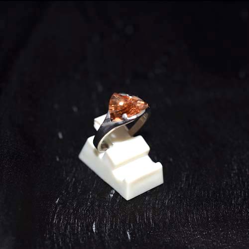 925 Sterling Silver Trillion Cut Citrine Solitaire Ring