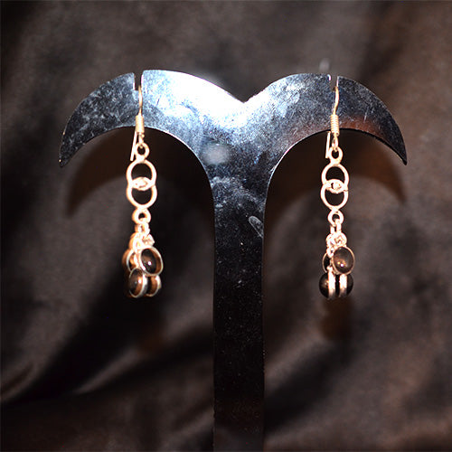 925 Sterling Silver Swirl Link Black Onyx Cluster Drop Earrings