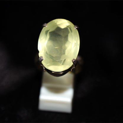 925 Sterling Silver Pale Lemon Quartz Oval High Prong Ring
