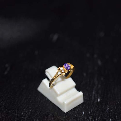 6 Carat Gold Plated Amethyst Duo Stone Ring