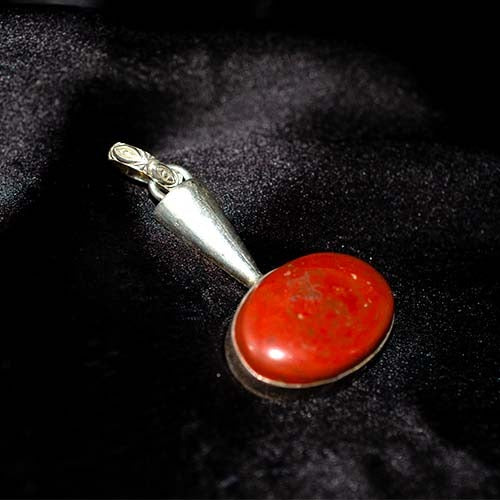 925 Sterling Silver Red Jasper Tapered Pendant