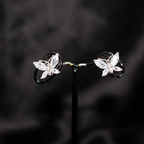 925 Sterling Silver White Crystal Butterfly Stud Earrings