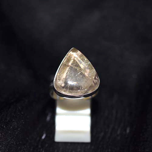 925 Sterling Silver Rutilated Quartz Freeform Teardrop Ring