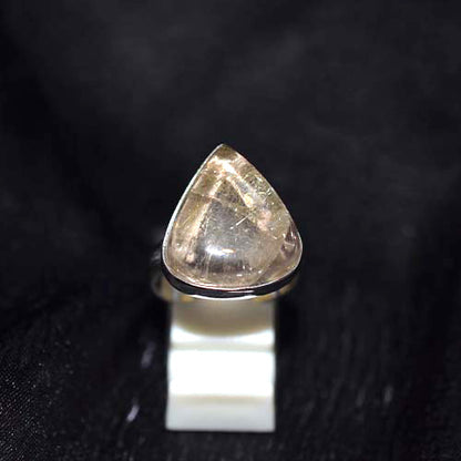 925 Sterling Silver Rutilated Quartz Freeform Teardrop Ring