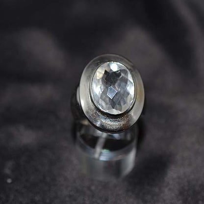 925 Sterling Silver White Topaz Signet Ring