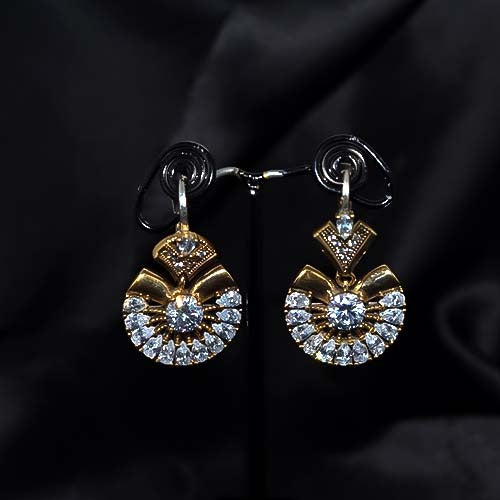6 Carat Gold Plated Cz Fanburst Drop Earrings