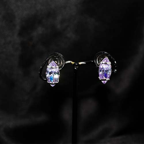 925 Sterling Silver Lavender Crystal Lantern Stud Earrings