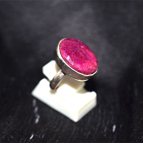 925 Sterling Silver Faceted Raw Ruby Ring