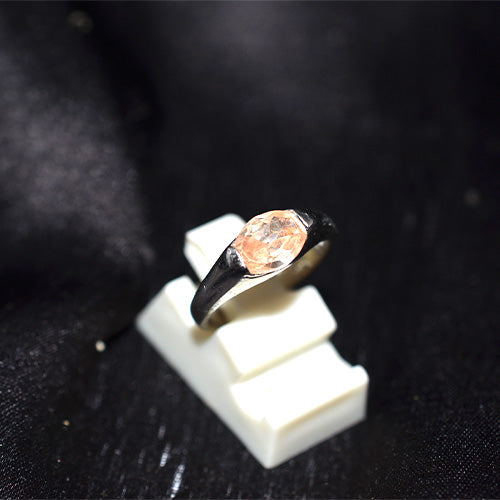 925 Sterling Silver Oval Champagne Stone Solitaire Ring