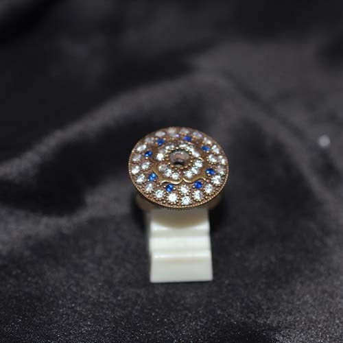 6 Carat Gold Plated Blue Topaz Pavé Round Ring