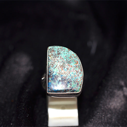 925 Sterling Silver Azurite Malachite Rectangular Ring