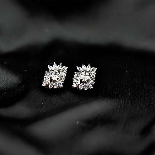 925 Sterling Silver Clear Crystal Cluster Stud Earrings