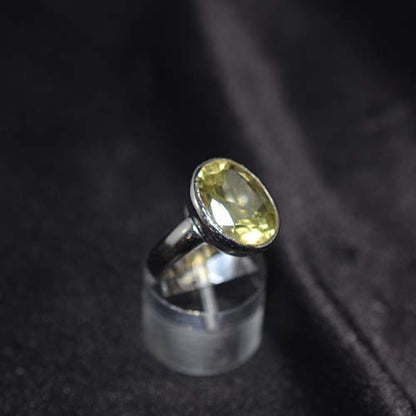 925 Sterling Silver Lemon Quartz Oval Solitaire Ring