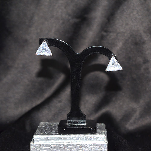 925 Sterling Silver Trillion Cut Cubic Zirconia Stud Earrings