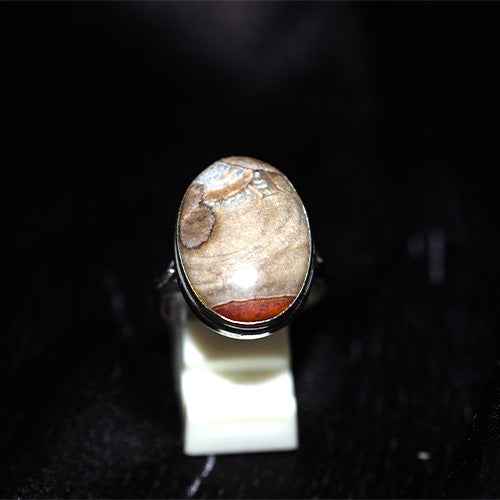 925 Sterling Silver Oval Banded Jasper Ring
