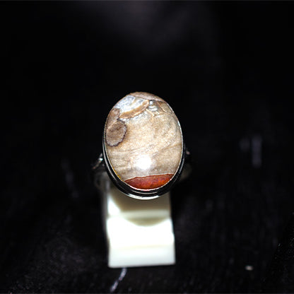 925 Sterling Silver Oval Banded Jasper Ring
