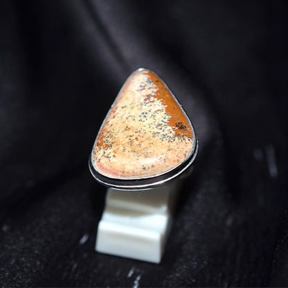 925 Sterling Silver Asymmetrical Picture Jasper Ring