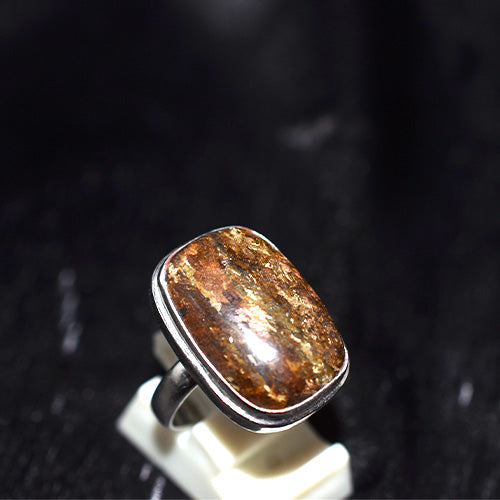 925 Sterling Silver Bronzite Cushion Rectangle Ring