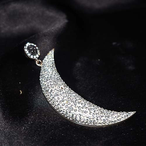 925 Sterling Silver White Crystal Crescent Moon Pendant