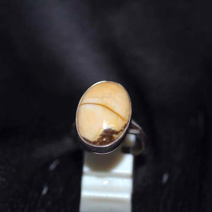 925 Sterling Silver Cream Jasper Oval Ring