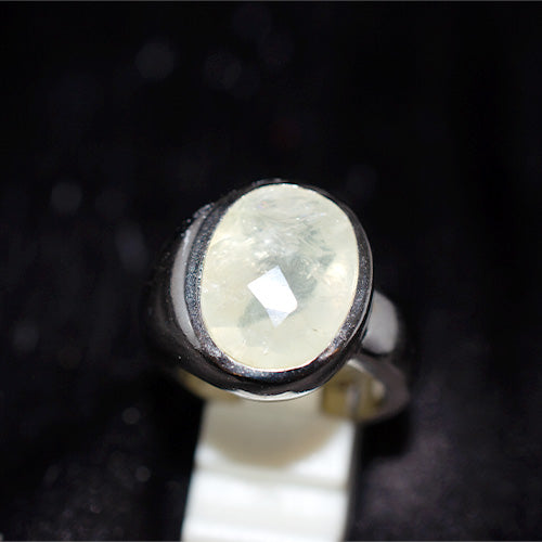 925 Sterling Silver Pale Lemon Quartz Oval Chunky Ring