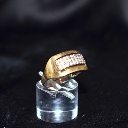 6 Carat Gold Plated Pavé Rectangle Band Ring