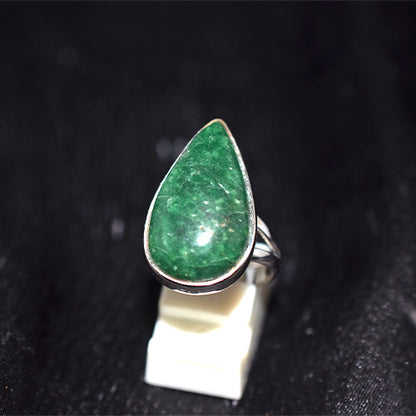 925 Sterling Silver Green Fuchsite Teardrop Ring