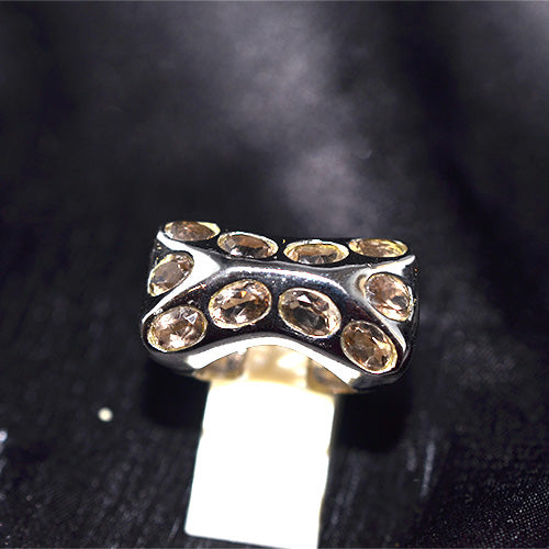 925 Sterling Silver Contoured Multi-Stone Citrine Band Ring