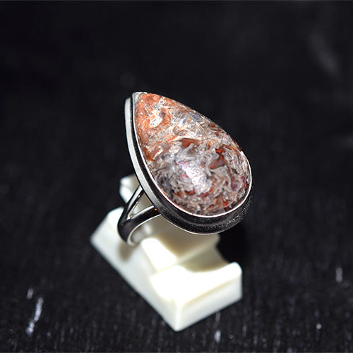 925 Sterling Silver Fragmented Jasper Teardrop Ring