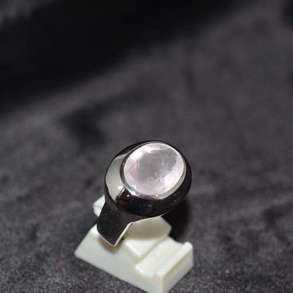 925 Sterling Silver Rose Quartz Modernist Ring