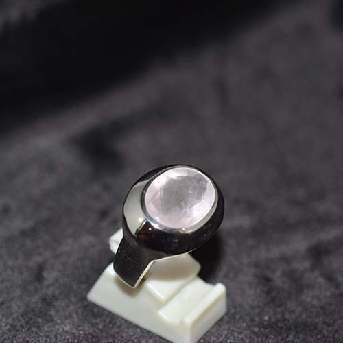 925 Sterling Silver Rose Quartz Modernist Ring