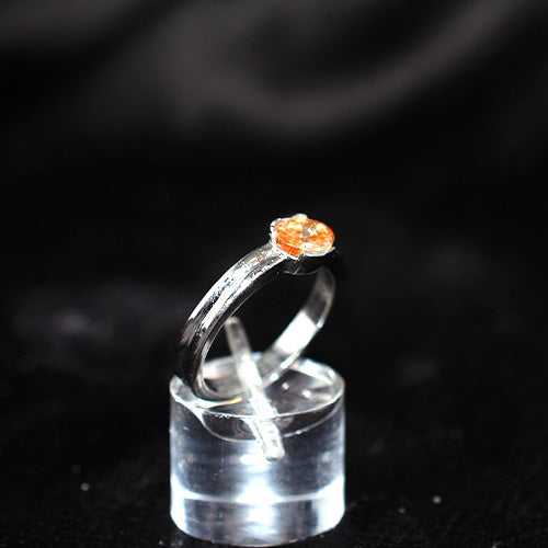 925 Sterling Silver Orange Citrine Solitaire Ring