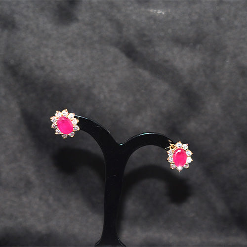 6 Carat Gold Plated Ruby Motif Stud Earrings