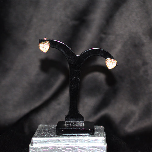 6 Carat Gold Plated Pave Cubic Zirconia Heart Stud Earrings