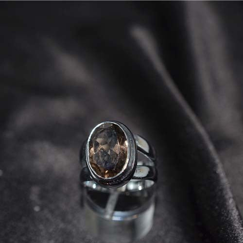 925 Sterling Silver Smoky Quartz Split Shank Ring