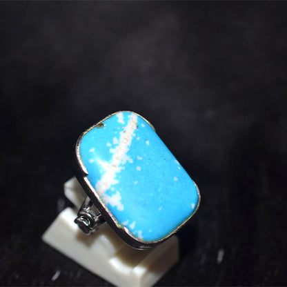 925 Sterling Silver Rectangular Blue Howlite Ring