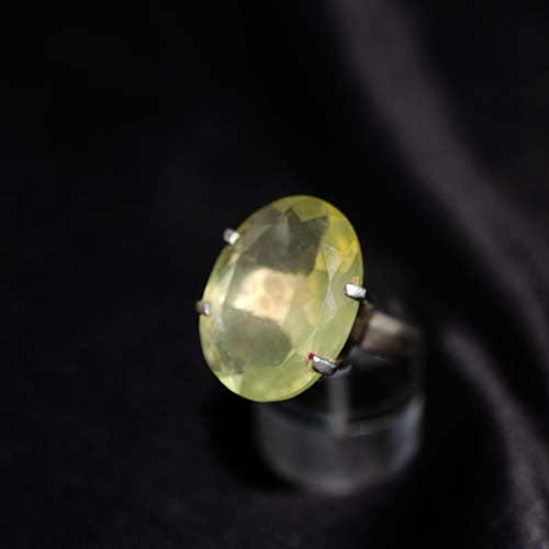925 Sterling Silver Lemon Quartz Prong Set Statement Ring