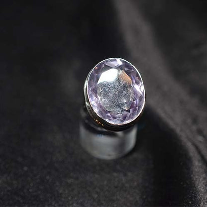 925 Sterling Silver Amethyst Deep Oval Ring
