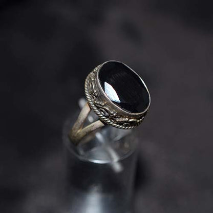 925 Sterling Silver Black Onyx Oval Vintage Ring