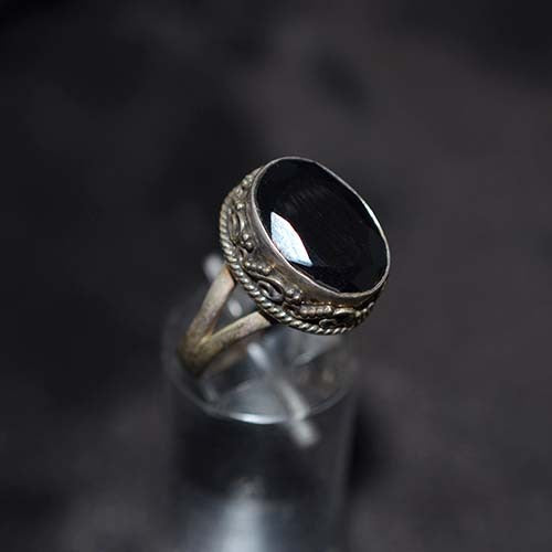 925 Sterling Silver Black Onyx Oval Vintage Ring