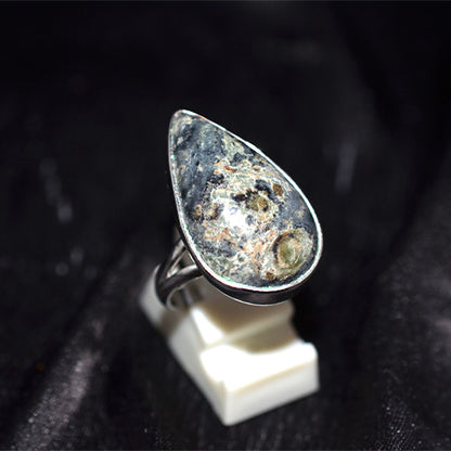 925 Sterling Silver Orbicular Rhyolite Teardrop Ring