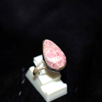 925 Sterling Silver Rhodochrosite Teardrop Ring