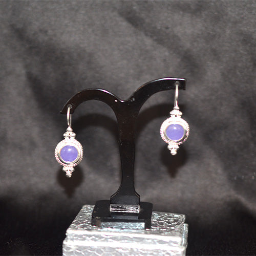 925 Sterling Silver Blue Chalcedony Turkish Drop Earrings