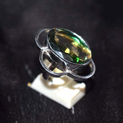 925 Sterling Silver Oval Bi-Color Quartz Clover Ring