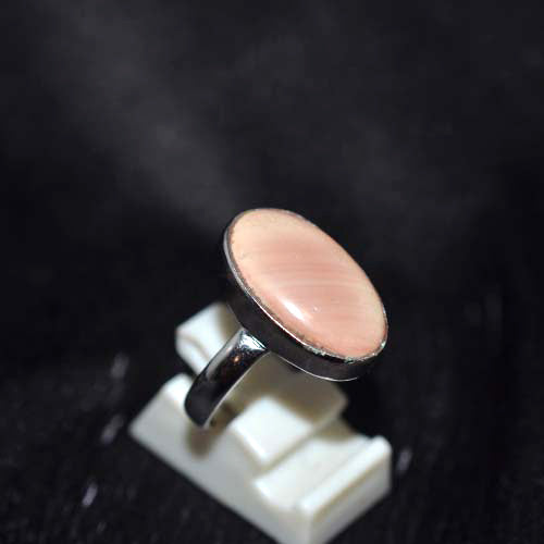 925 Sterling Silver Pink Opal Oval Ring