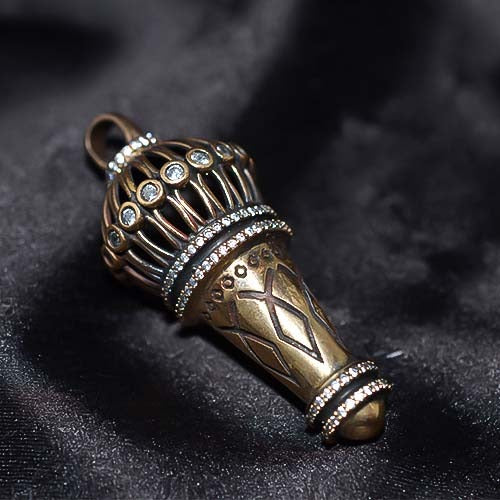 6 Carat Gold Plated Crystal Gada Mace Pendant
