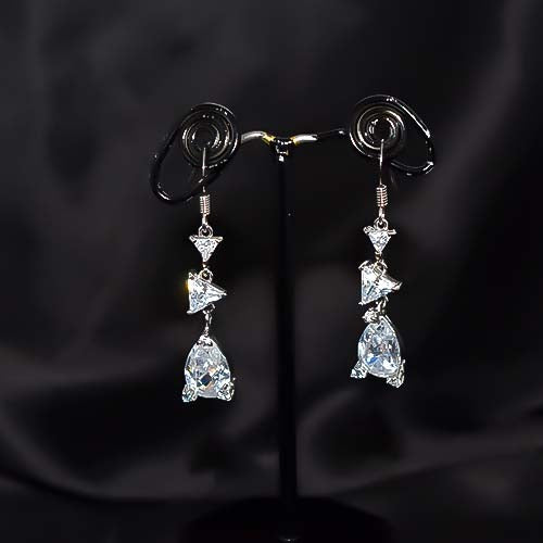 925 Sterling Silver White Crystal Cascade Drop Earrings
